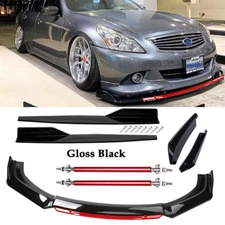 Front Bumper Lip Spoiler Splitter Rear Lip Side Skirt Glossy For Infiniti G37 Co