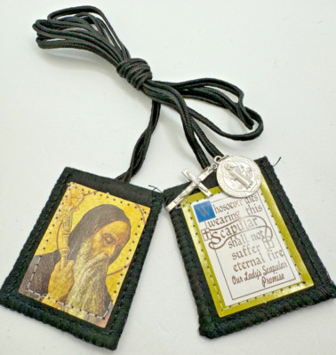 St. Benedict Scapular with Medals - Black with St. Benedict and crucifix medals