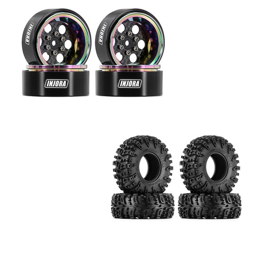 INJORA Carbon Fiber Aluminum 1.3 Beadlock Wheels and Tires for 1/18 1/24 RC Car - Picture 4 of 36