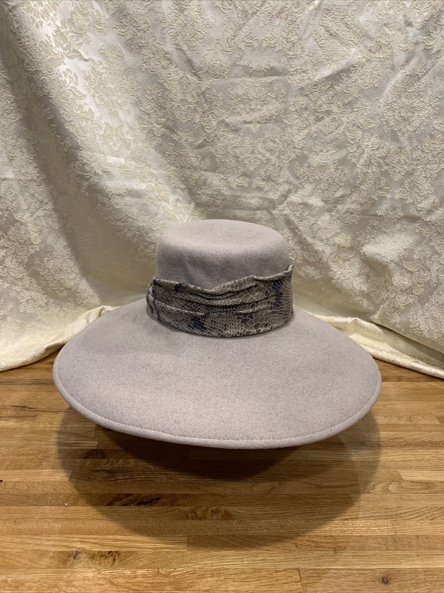 Frank Olive for Neiman Marcus Tan wool medium brim hat Snake  display picture 1