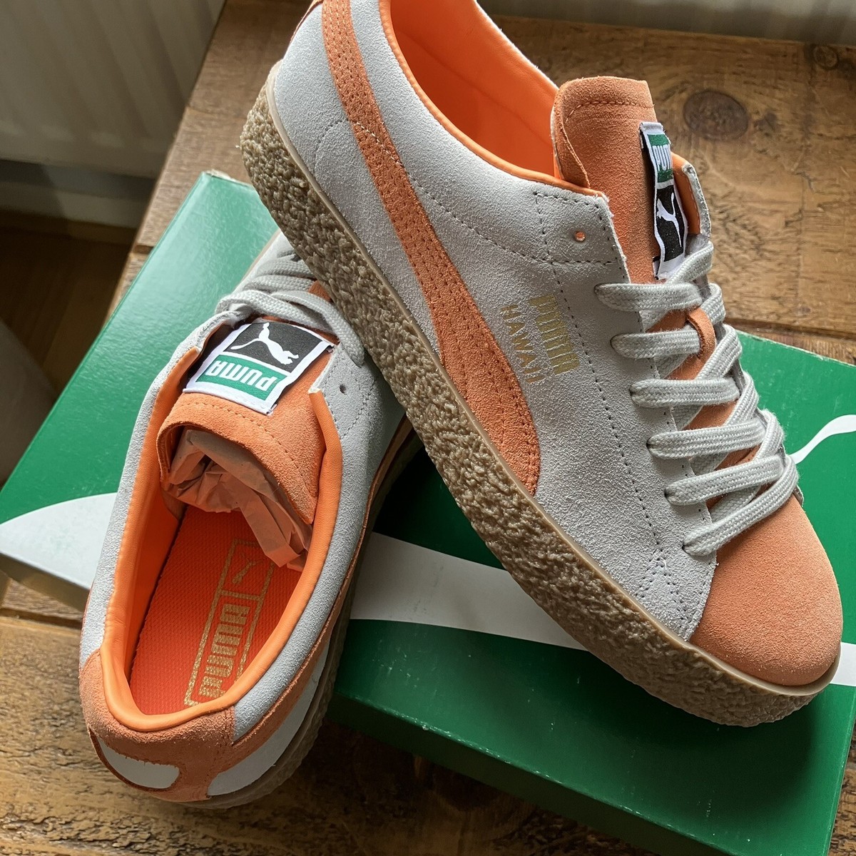 PUMA HAWAII OG-SIZE UK 7-DEEP APRICOT/NIMBUS CLOUD NEW WITH BOX