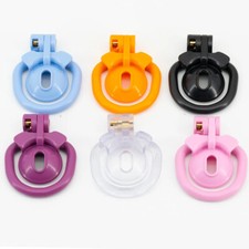New Positive/negative Male ABS Pink Chastity Lock Cage with 4 Size Rings Devices