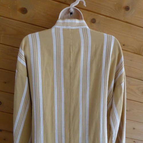 Eileen Fisher Cream Beige Stripe Organic Cotton Kimono Wrap Long Jacket New M - Picture 9 of 13