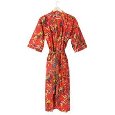 1 PC Indian Floral  Print 100% cotton robe gown Hippie women maxi kimono dresses