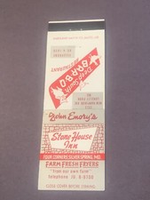Vintage Maryland Matchbook: “John Emory’s Stone House Inn” Langley Park, MD