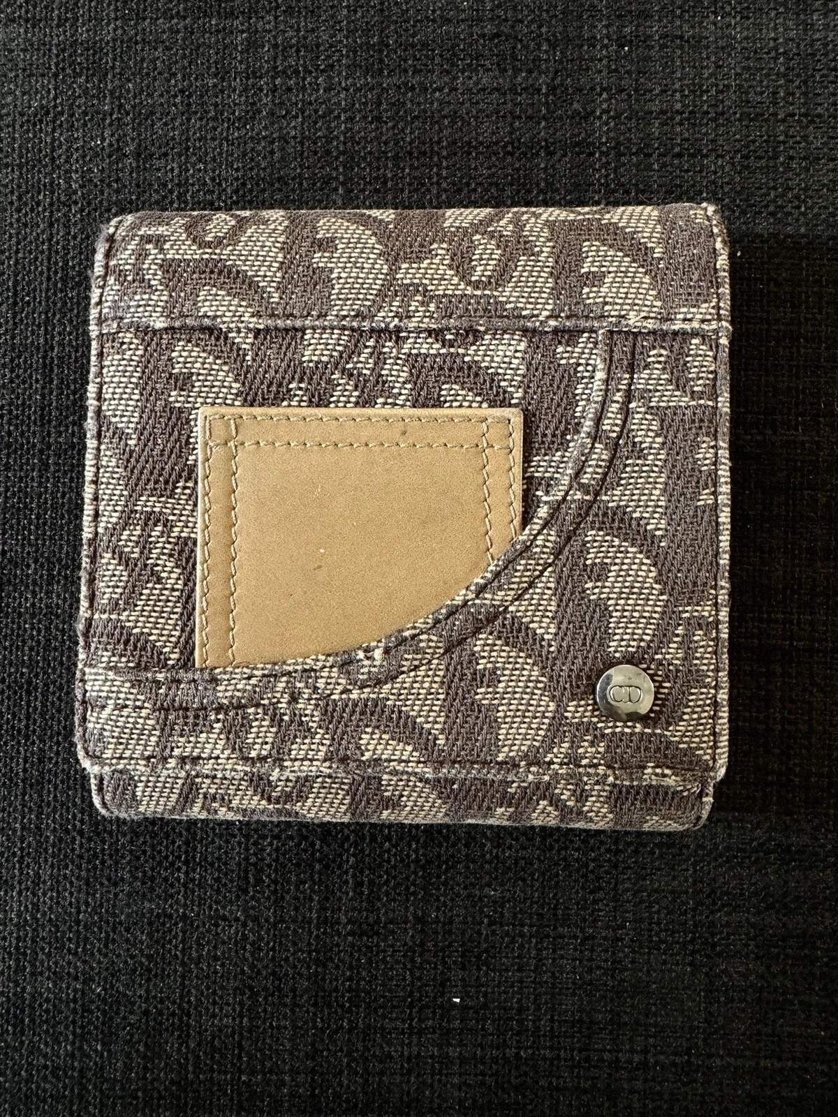 Christian Dior Trotter Canvas Tri Fold Wallet   Brown