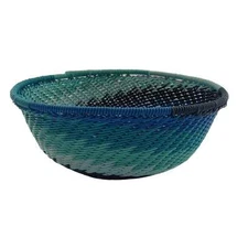 Small Telephone Wire Basket - Blue Tones - Handmade in South Africa - Fair Trade