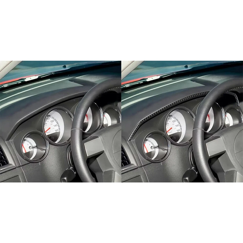 Tira de ajuste de bisel de tablero interior de fibra de carbono de vinilo para Dodge Charger 2008-10 Foto 4 de 4