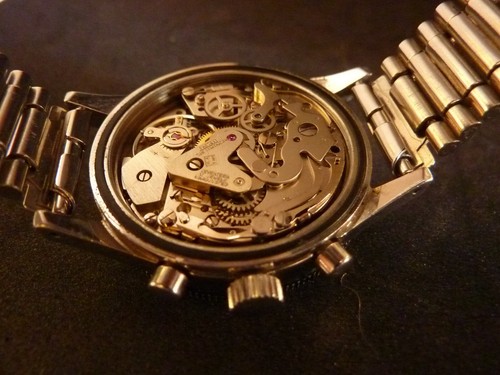 RARE CROTON CHRONOMASTER PILOT'S CHRONOGRAPH SPILLMAN CASE BLACK DIAL SUPER 50's - Picture 9 of 12
