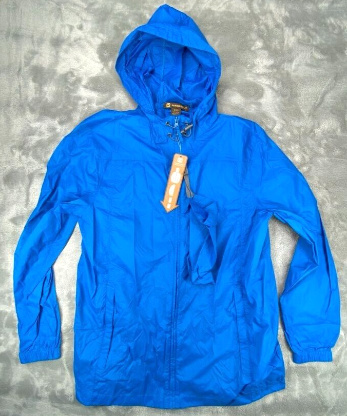 HARRITON Windbreaker NWT Men's Packable Nylon Hooded Pullover Size S NEW