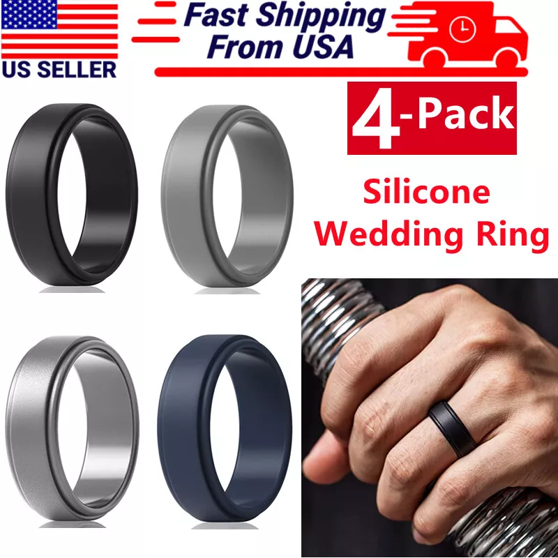 Men's Metal Stainless Steel Filled Solid Wedding Band Ring Travel Gym  Temporary