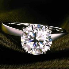 2 CT Round Solitaire Moissanite Engagement Ring Solid 14K White Gold For Women
