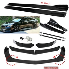 Front Bumper Chin Lip Splitter Spoiler Body Kit+Glossy Black For Subaru WRX