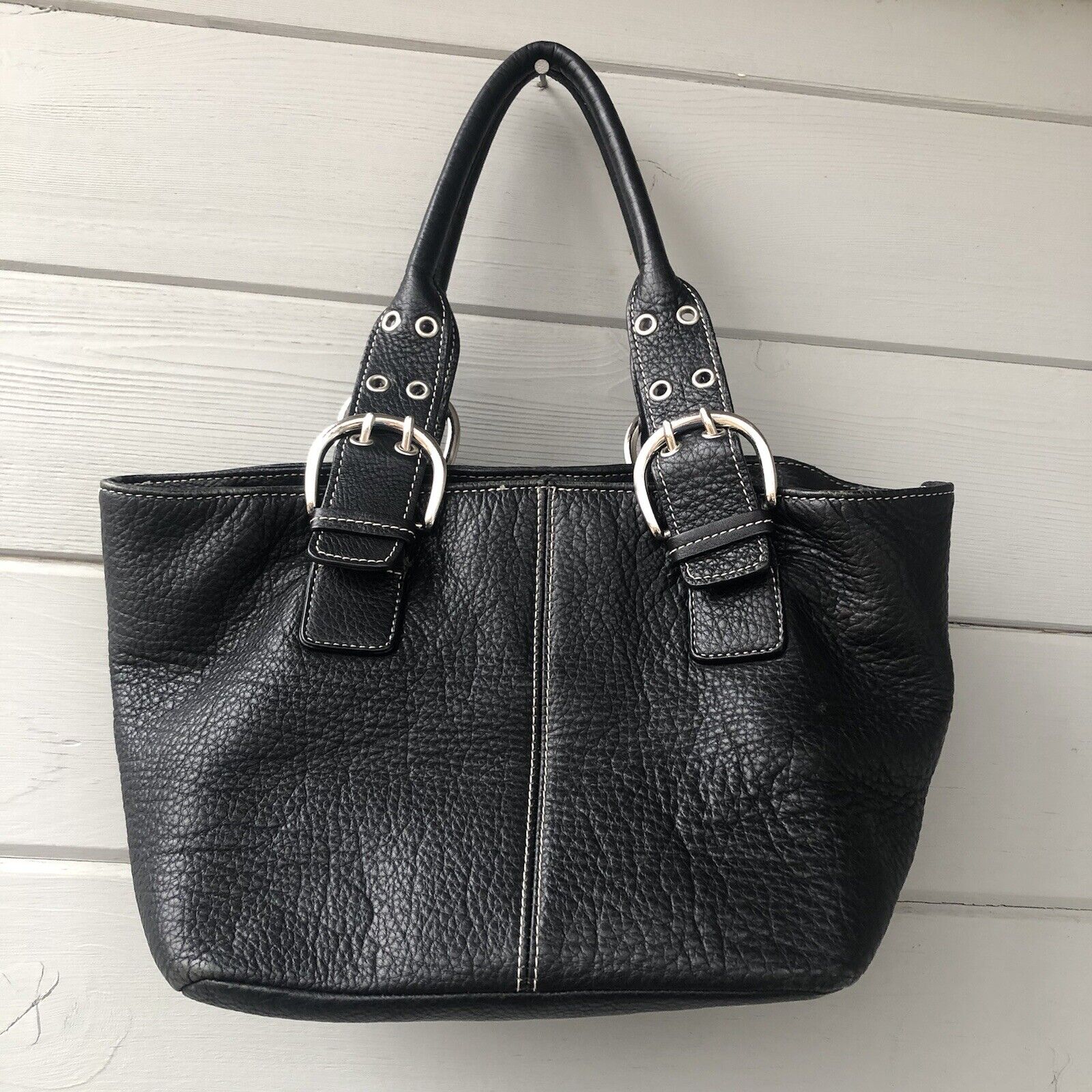 Tignanello leather black silver small handbag - image 1