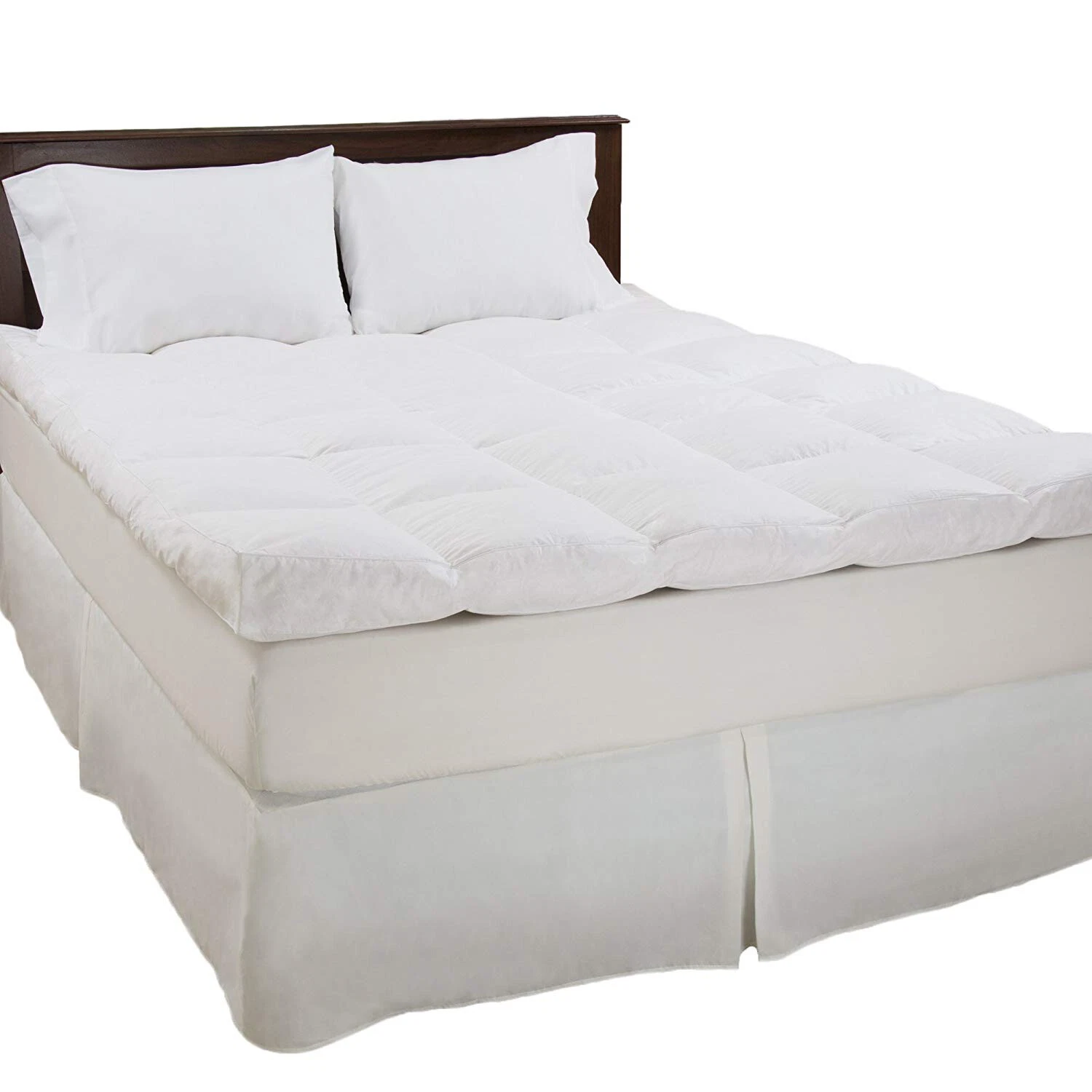 4" Thick Mattress Topper Down Duck Feather Gusset Matress Pad 100% Cotton Cover