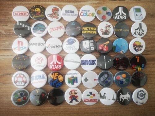 Pack Lot Badge Pin Button Symbole Retro Gaming Game Jeux video *48 - Photo 1/4