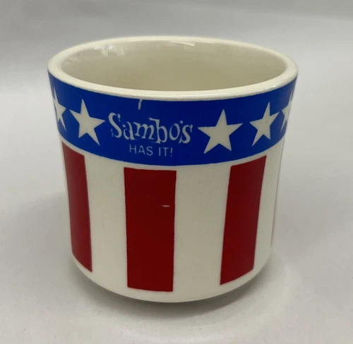 Vintage Sambo’s Restaurant 1970s Coffee Mug USA Red White and Blue