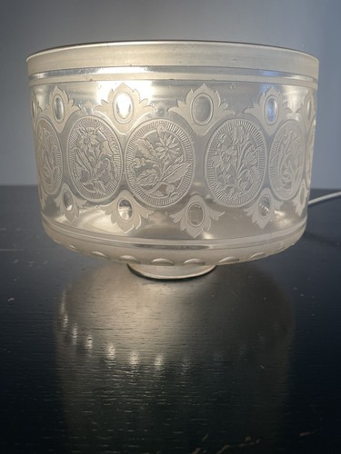 Antique Victorian Acid Etched Oil Lamp Shade Light/Lampshade - Foto 2 di 11