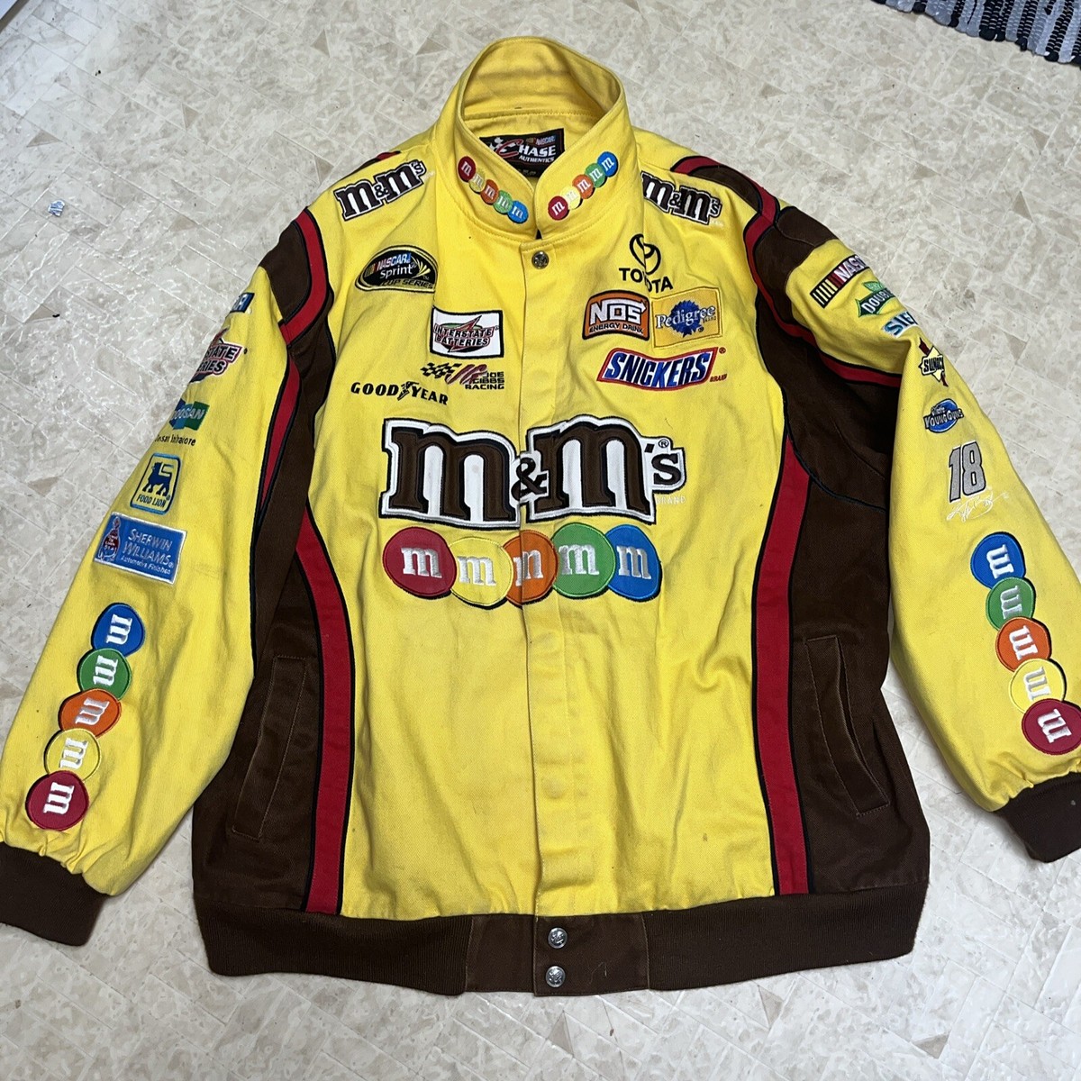 Mens Chase Authentic Kyle Busch #18 M&M's Team Yellow Mens Chase Authentic Kyle Busch #18 M&M's Team Yellow