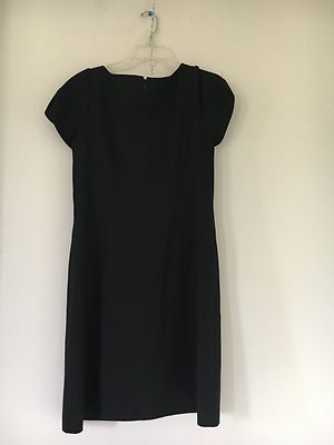 green emerald velvet dress Ann Taylor LOFT Black Wool Blend A-Line Dress with Twisted Neckline –  SilkRoll main image 0