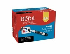 4 8 12 48 Berol Black Whiteboard Markers Dry Wipe White Board Pens Bullet Tip