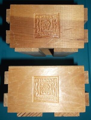 NAPA VALLEY BOX COMPANY CASSETTE TAPE WOOD CRATE SET OF 2 CRATES USED 10 INCHES