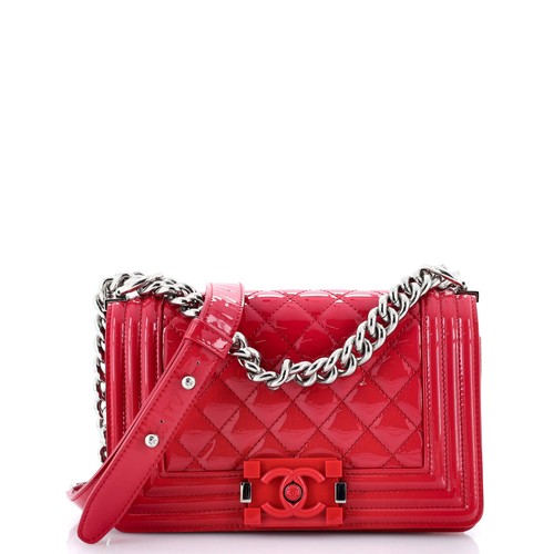 Chanel Boy Flap Bag Quilted Plexiglass Patent Small eBay
