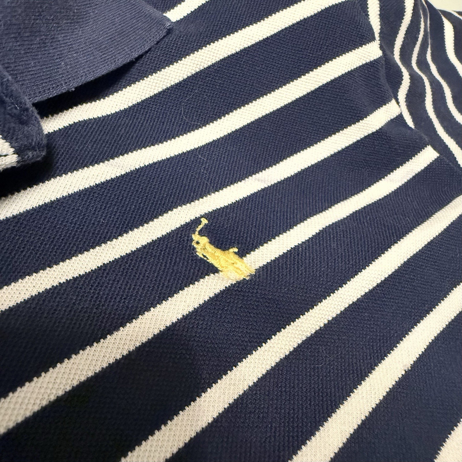 Polo Ralph Lauren vintage anni 90 polo rugby pony bianco righe blu scuro