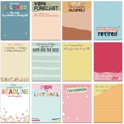 12 Pcs Funny Sticky Notes for Work 4x3 Inches Self Classic Color Sarcastic