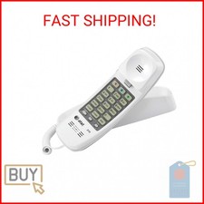 AT T 210 Basic Trimline Corded Phone, No AC Power Required, Wall-Mountable, Whit
