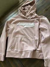 Aeropostale Ladies Hoodie Size Large Dusty Rose Logo Kangaroo Pocket Medium