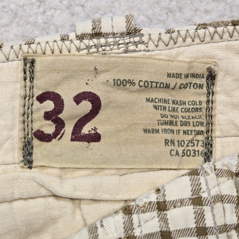 Pantalones Cortos Hollister A Cuadros Para Hombres 32 Marrón Tostado Cuadros Frente Plano Algodón Informal Y2K Foto 4 de 4