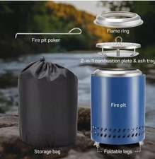 Tabletop Fire Pit, 7-Inch Smokeless Stainless Steel Firepit - Wood & Wood Pellet