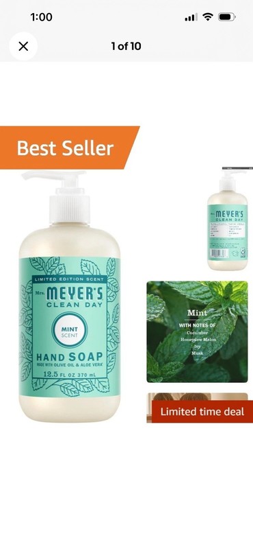 Mrs. Meyer's Clean Day Hand Soap 12.5 Fl Oz - Minty Fresh & Nourishing Formula