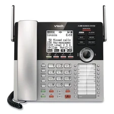 VTech CM18445 Four-Line Business System Cord Phone Silver & Black