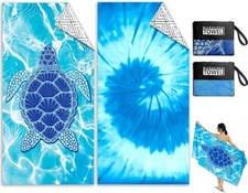 Microfibre Beach Towels for Adults - 2 Pack Double Sided Lightweight Beach Towel