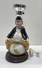 Vintage Clown Table Lamp Figural Ceramic Globe Hand Painted Wood Base — photo 1