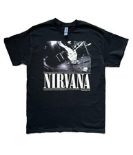 NIRVANA Live T-Shirt (Grunge Retro Vintage) Unisex Ladies Mens (Black)