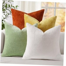 Set of 4 Throw Pillow Covers 18x18 Inch, 18" x 18" Pack of 4 White Rust