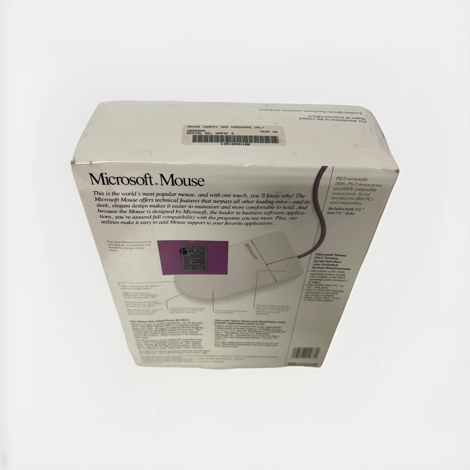 Vintage Microsoft Mouse PS/2 1990( Brand New, Still Factory Sealed - Very Rare!) - Image 3 of 4