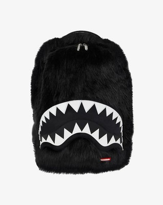 Sprayground Fur Cray Black Shark Mouth Backpack New Bookbag Large School Bag