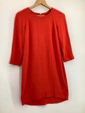 Topshop UK 10 Red Orange Shift Mini Dress Tunic Work Occasion Smart