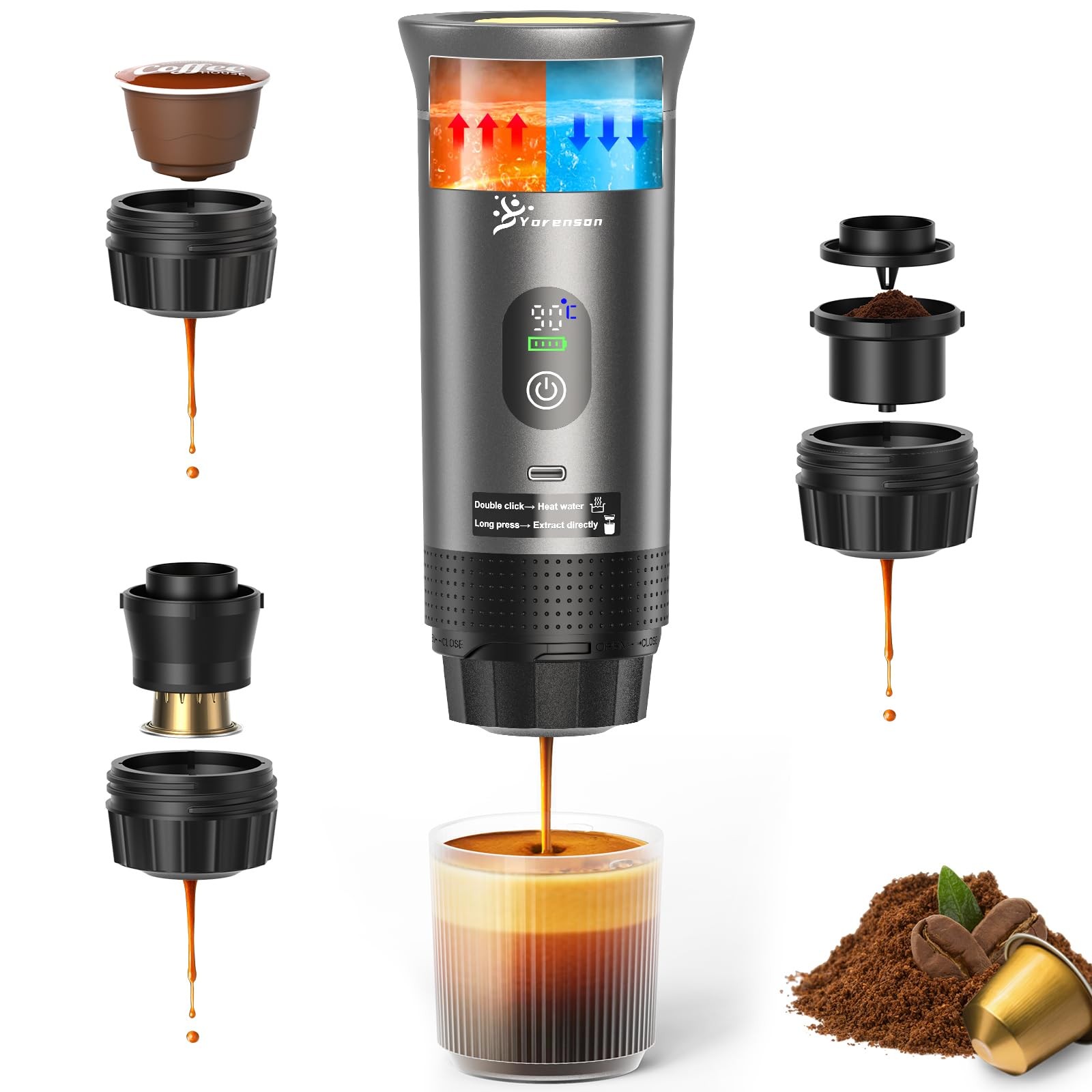 For Travel,self-heating Espresso Machine With Usb-c,led...