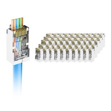 VCE 50-Pack UL Listed Cat6 RJ45 Pass Through Connector 10Gbps Shielded Ethernet