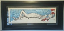 Dr. Seuss Framed Art Print signed originl Yawning Cat CP Contributors Proof rare