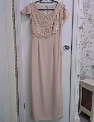 Gina Bacconi Size 12 Nude Lace Detail Dress Occasion Wedding Formal Maxi  Long | eBay