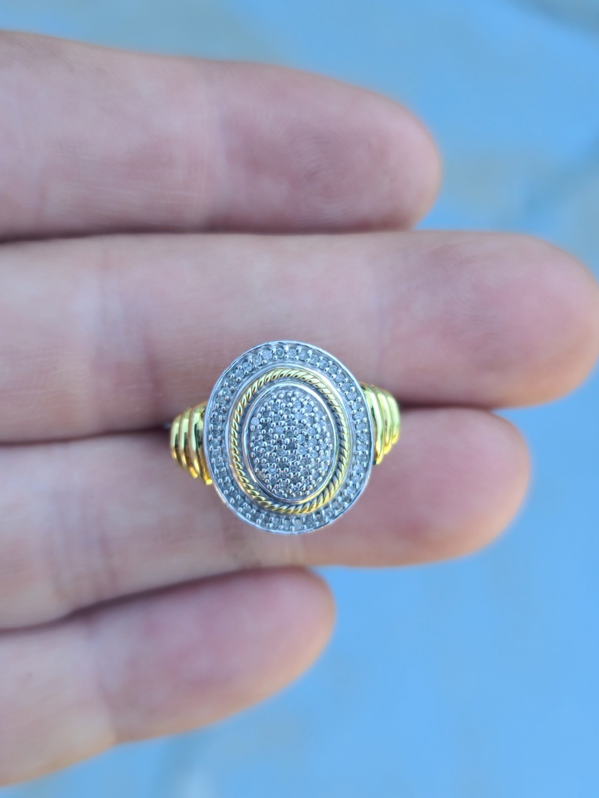 Sterling 925 Solid Silver Diamond Pave Cocktail R… - image 3