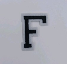 Iron On Patch Embroidered Letter F Black 2" x 1.5" New