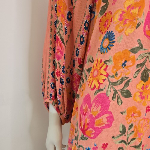 Monsoon XL Blouse Top Alina Floral Print Shirred Embroidered 3/4 Sleeve Bohemian - Picture 5 of 10