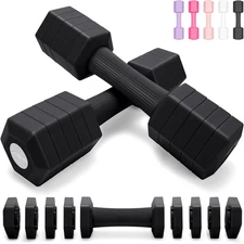 Adjustable Dumbbells Set, 4 in 1 Hand Weights Set for Women Men 10 LB/ 12 LB Dum